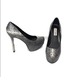 Steve Madden black white Nala platform pumps 8.5